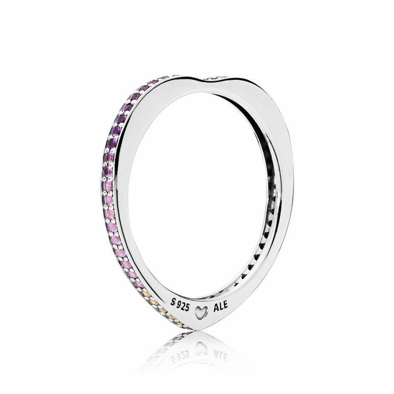 Pandora Multi-colored Arc Of Love Stackable Ring Ireland - Sterling Silver/Blue/Mixed Stones/Cubic Z